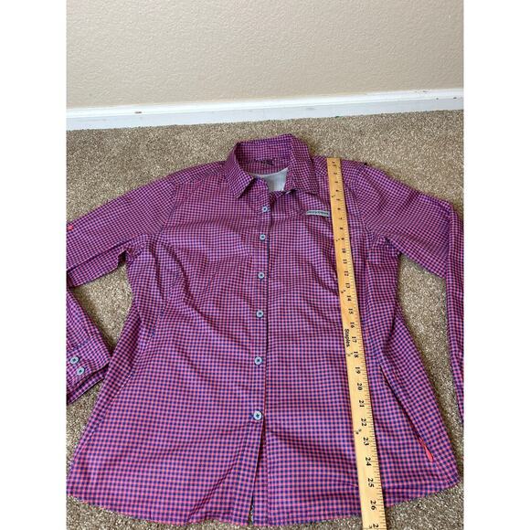 Field & Stream women's button up Nylon vented button up red/blue Nylon SZ XL - Picture 11 of 12